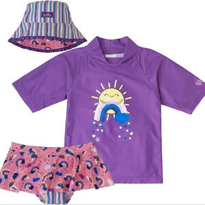 UV Skinz Kids' 3-piece Sunwear Swim Set W Reversible Hat 2T